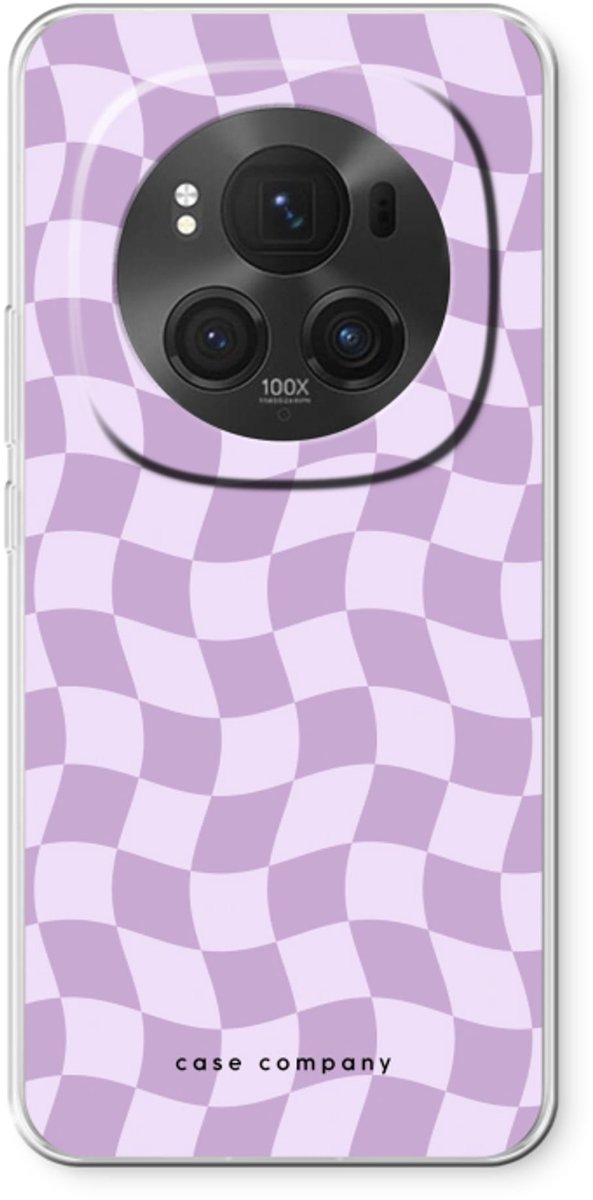 Case Company® - Hoesje geschikt voor Honor Magic 6 Pro hoesje - Grid Paars - Soft Cover Telefoonhoesje - Bescherming aan alle Kanten en Schermrand