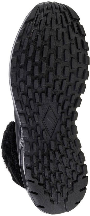 Zwarte Skechers Uno laars met bontkraag en een profielzool.
