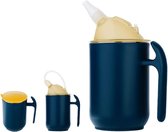 Gobelets à eau pour personnes âgées avec bec verseur - Gobelets en silicone anti-fuite pour personnes âgées - avec 2 couvercles et paille - 1 pièce (bleu)
