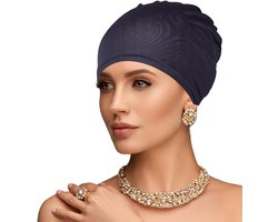 Allecto plus - Lichtgewicht chemomuts voor haarverlies - Marineblauw - Ademend - Ideaal voor slaap en dagelijks gebruik - Katoenen chemo-hoed - Dunne schedel - Mutsen tegen chemotherapie