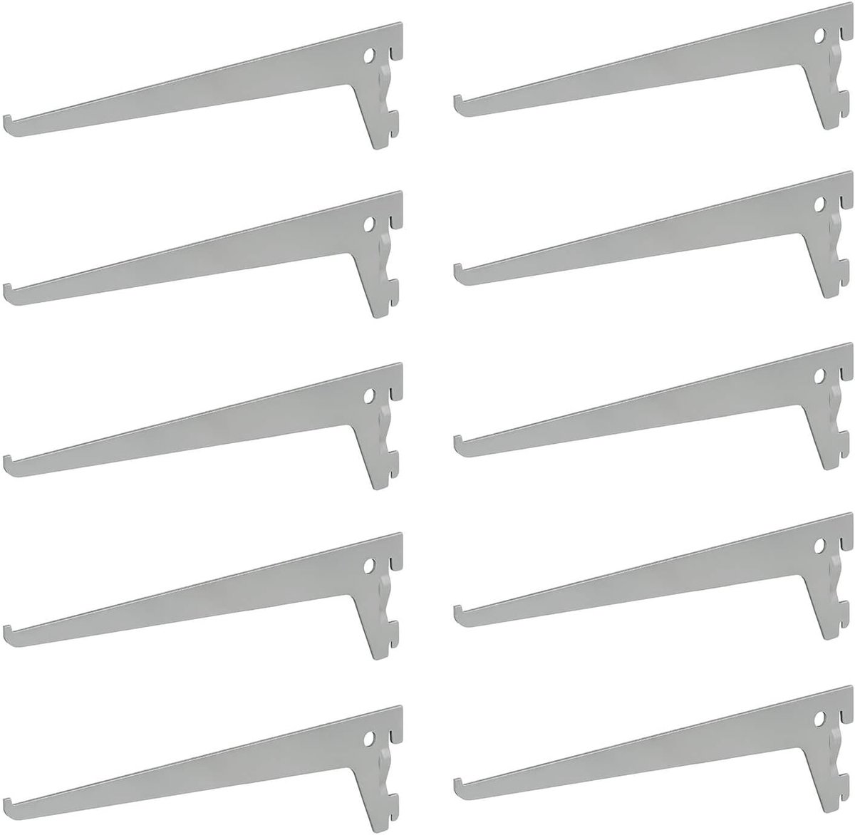 10 x siwitec enkelgatsdragers 150 x 50 mm in aluminium wit, plankdrager voor een plankrailsysteem