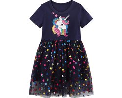 Allecto plus - Eenhoorn Pailletten Tule Jurk voor Meisjes | Prinsessenfeest Zomerjurk 2-7 Jaar