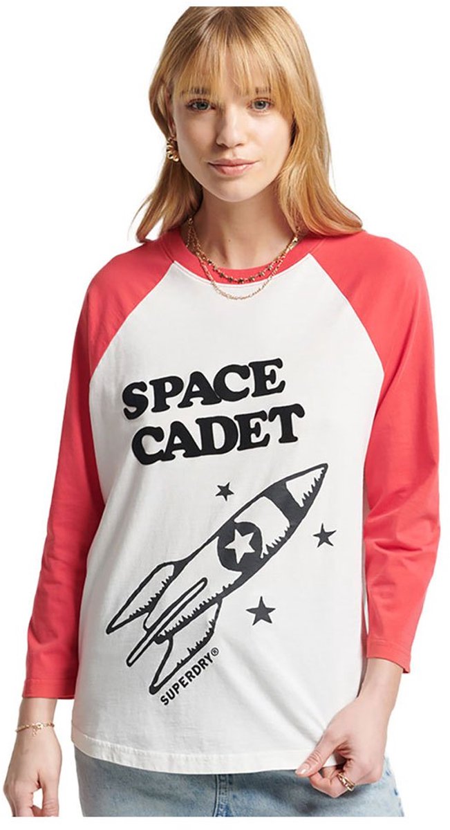 Superdry Vintage Surf Ranchero T-shirt Met 3/4 Mouw S Vrouw Creme