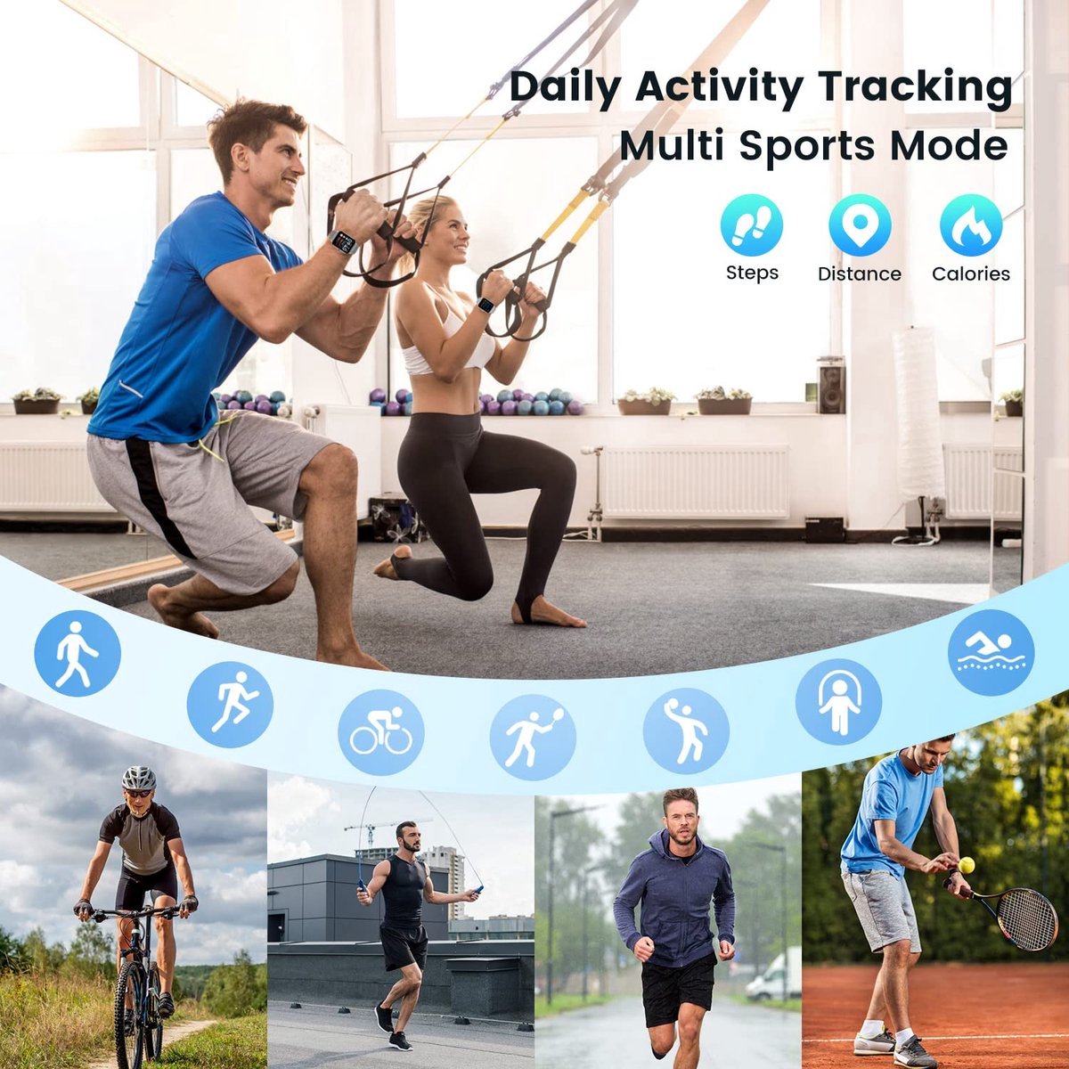 Afbeelding 3 van Smartwatch Activity Tracker Zilver IP67 Waterdicht