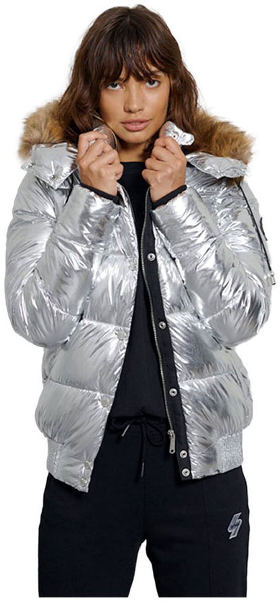 Superdry Metallic Toya Bomber Jas XS Vrouw Zilver