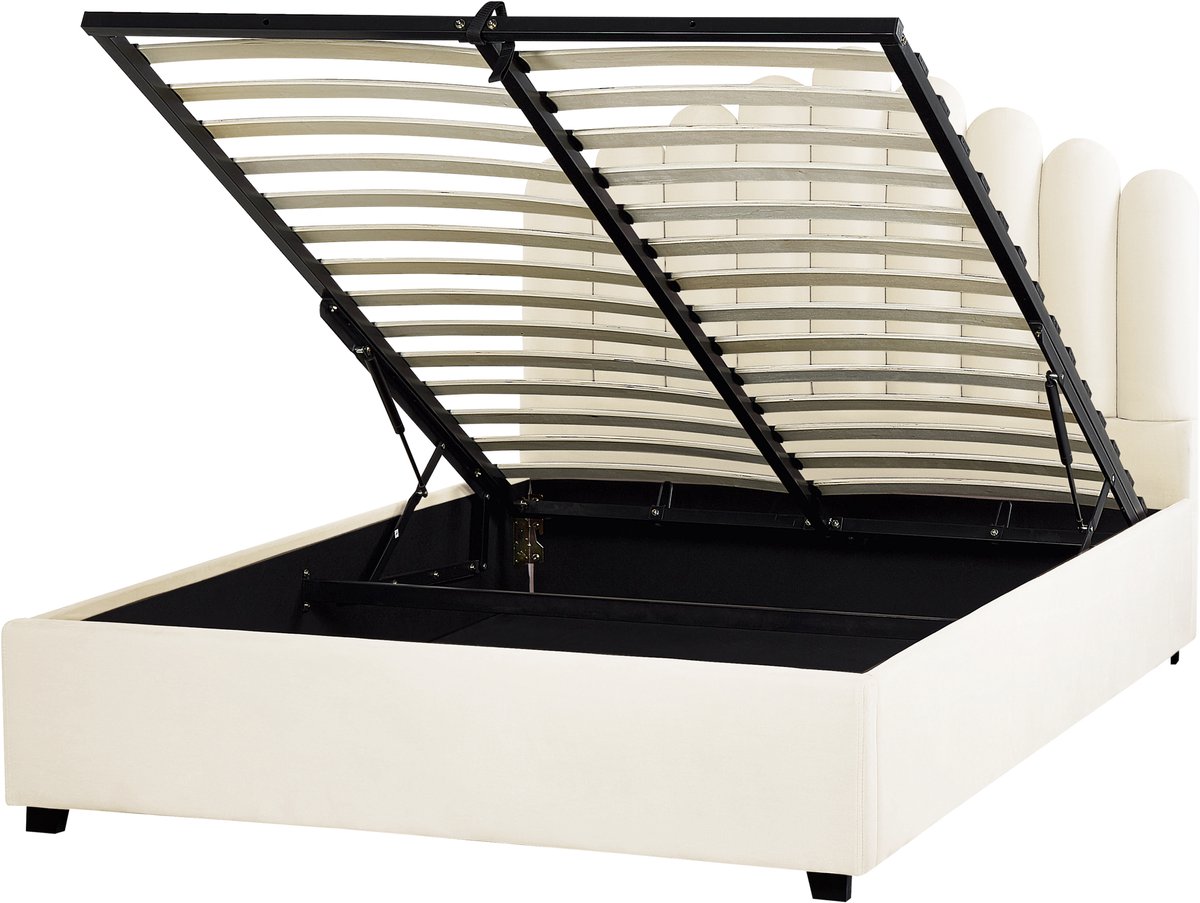 Beliani VINCENNES - Bed met opbergruimte - Wit - 140 x 200 cm - Fluweel