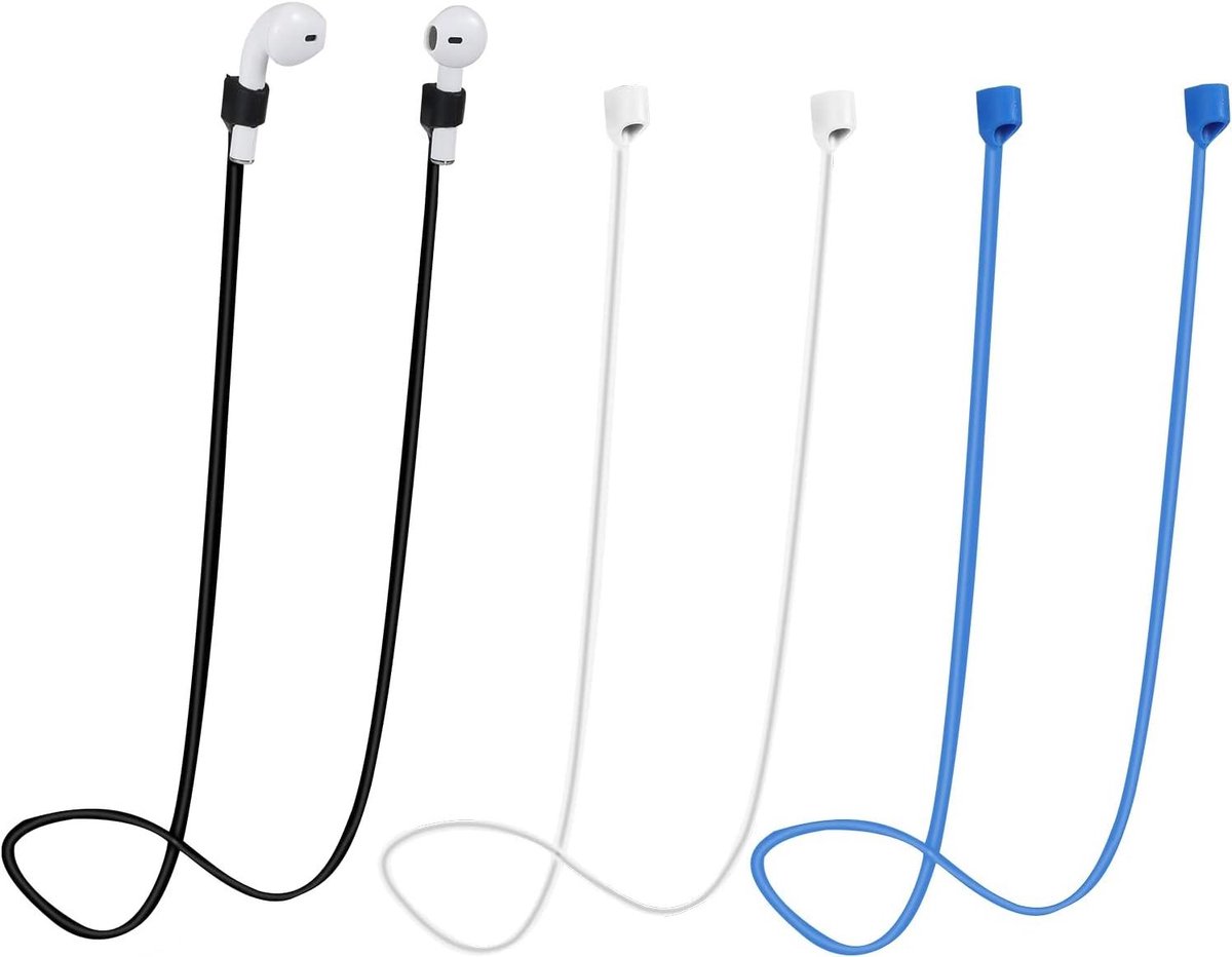 Allecto plus - Magnetisch Koord voor Sport-oordopjes - Anti-verlies - Compatibel met AirPods Pro/3/2/1 - Set van 3 - Zwart, Wit, Blauw