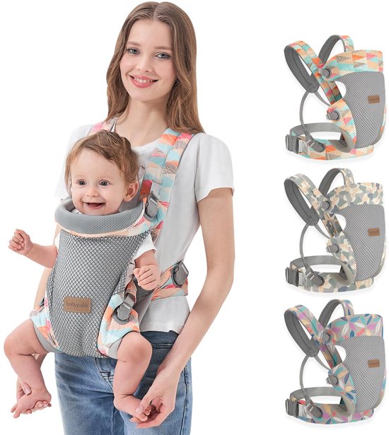 Draagzak, van pasgeborene tot peuter, comfortabele draagzak, M-vormige zitting, ergonomische verstelbare standaard, draagbare, omkeerbare buik- en rugdrager (Diamond)