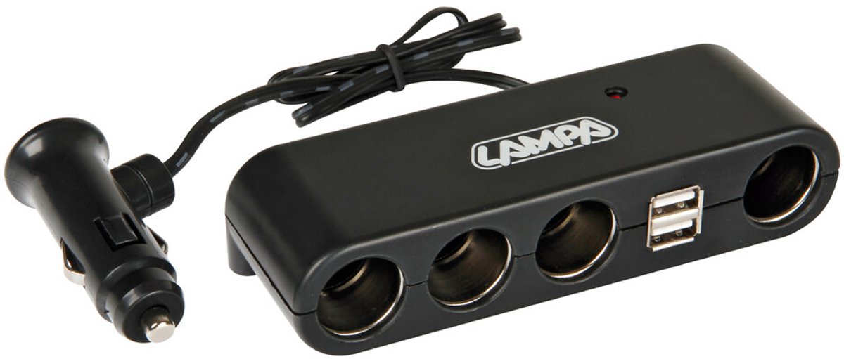 Lader 12/24V adapter 4x sig plug F + 2 x usbA 5A 0.6m
