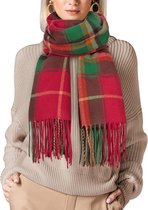 Sjaal-sjaal dames-Dames Haarsjaal - Dames Kerst Sjaal - Modieuze Lange Geruite Grote Mesh Sjaal - Warme Winter Geruite Grote Sjaal Cadeau - 70x200cm
