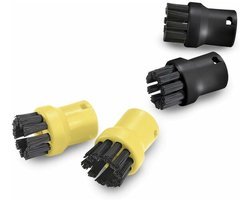 Dampreiniger Borstels - 4x Ronde Borstelset Voor Kärcher Sc1-Sc7 - Compatibel Met Sc1 Sc2 Ctk10 Sc3 Sc4 Sc5 Sc7 - 4 Stuks - Keuken En Badkamer - Zwart/Geel