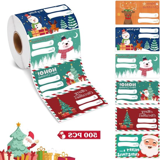 1000 Kerstmis sneeuwvlokken stickers - 2,5 cm, zelfklevend, Merry Christmas stickers
