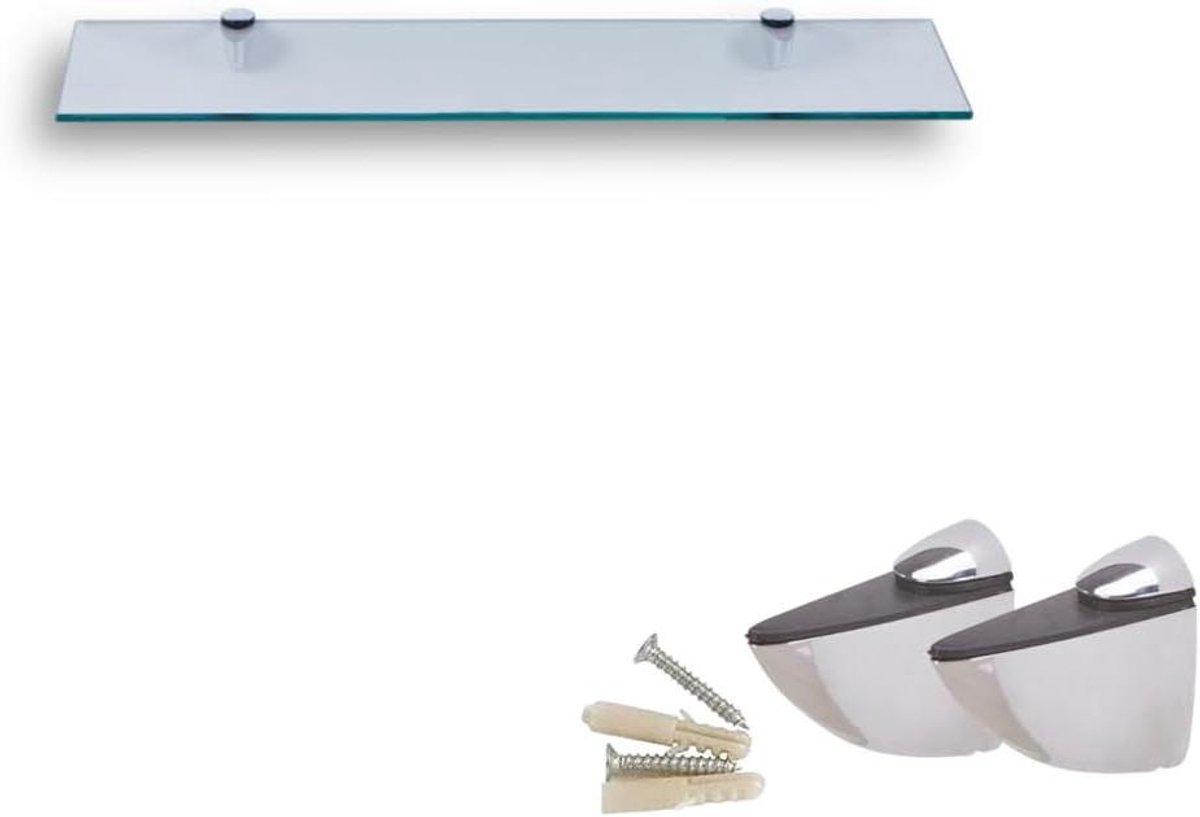 Allecto plus - Helder glazen wandplank voor badkamer, 40cm, 6mm ESG-veiligheidsglas