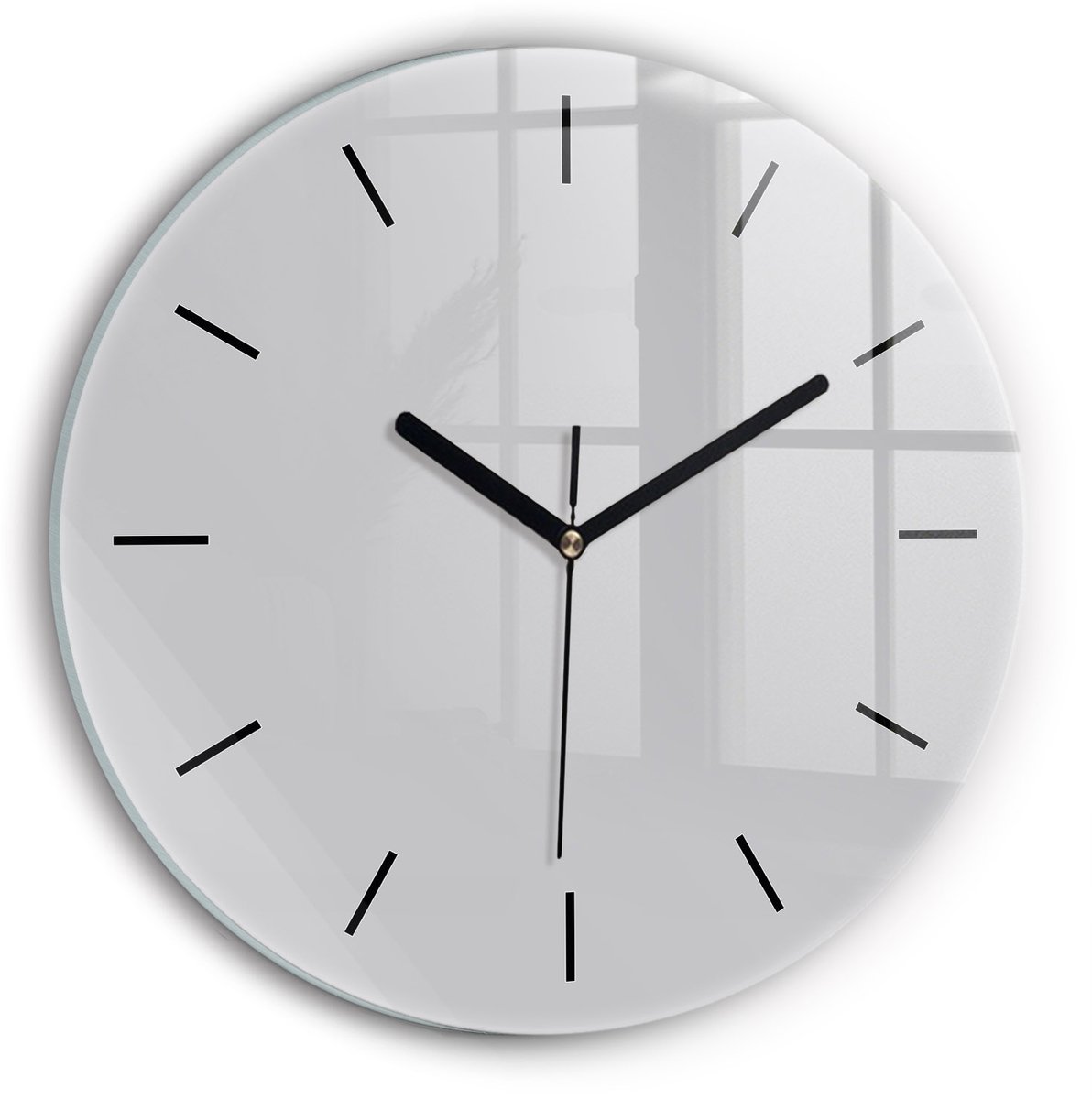 Wallfluent Wandklok - Lichtgrijs Ronde Glazen Klok - 30 cm x 30 cm - Lichtgrijs Wandklok - Zwarte Handen - Wandklok Zonder Cijfers - Kinder Wandklok Glas - Ronde Glazen Wandklok - Industrieel Wandklok - Ronde Glas Klok