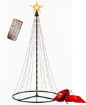 Kerstboom met 370 LED lampjes en ster, met afstandsbediening en twee rode zakken.