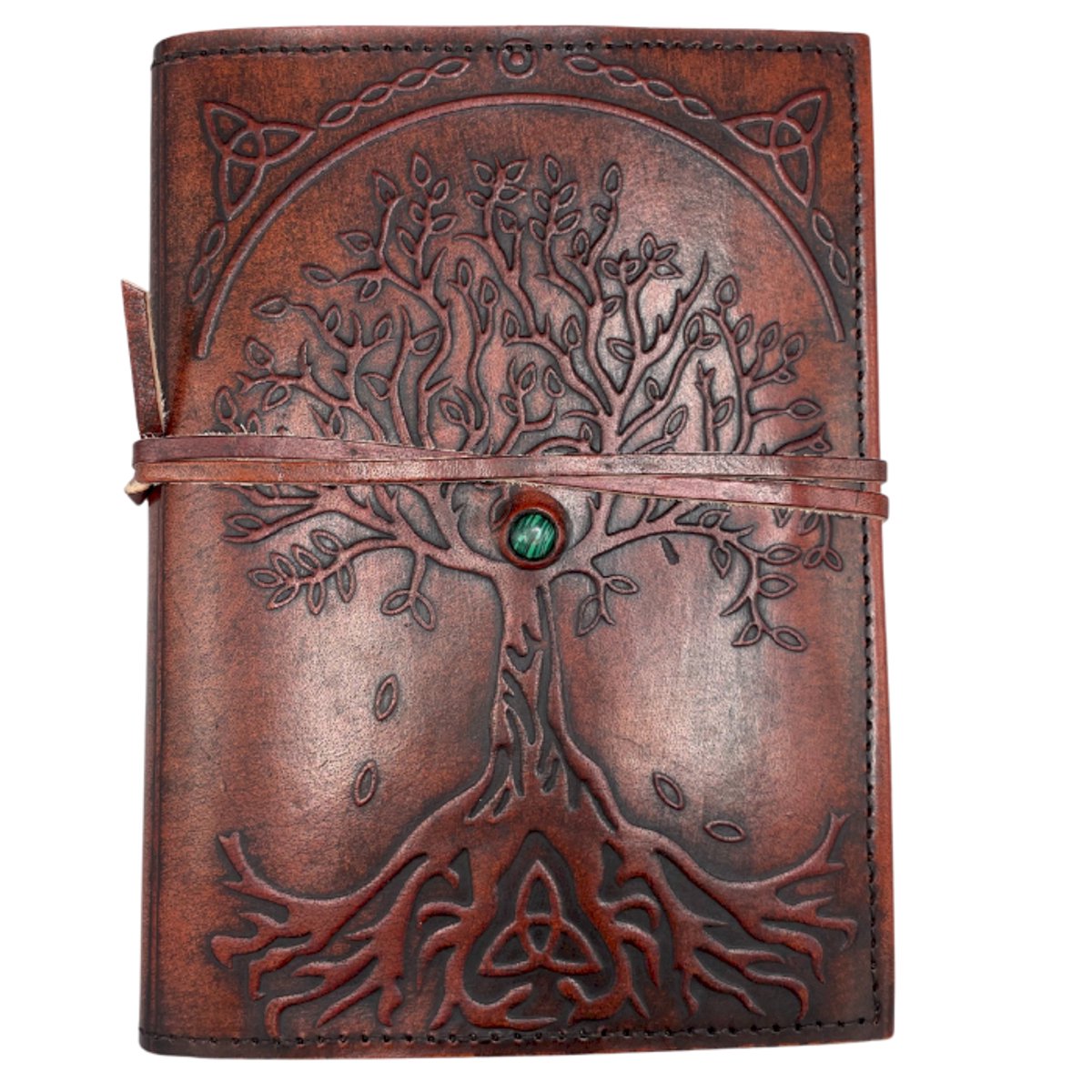 Notitieboek Leer Levensboom - Groot formaat Notebook - Wikkelschrift 20x16x2cm - 160 pagina's