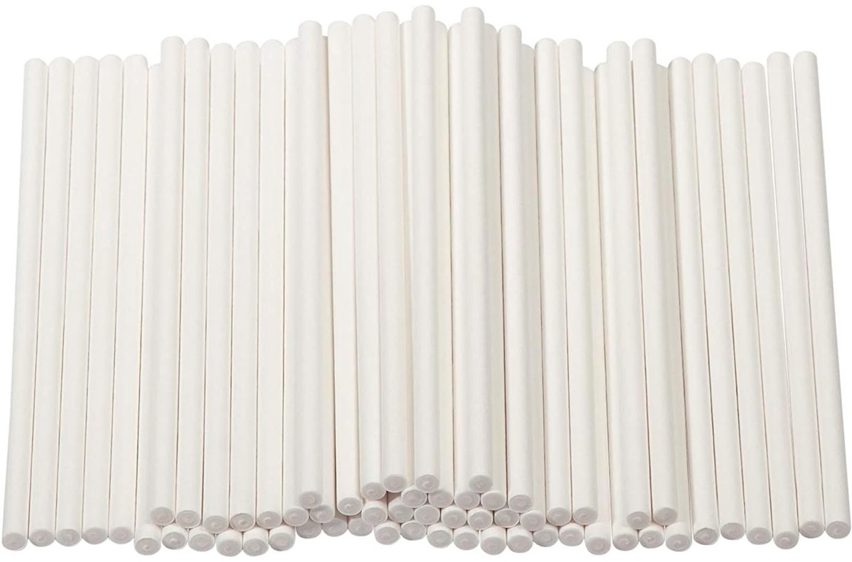 Taart Pop Sticks - 300 stuks 4-Inch Papieren Sticks voor Lollipops en Snoep Appels, Wit