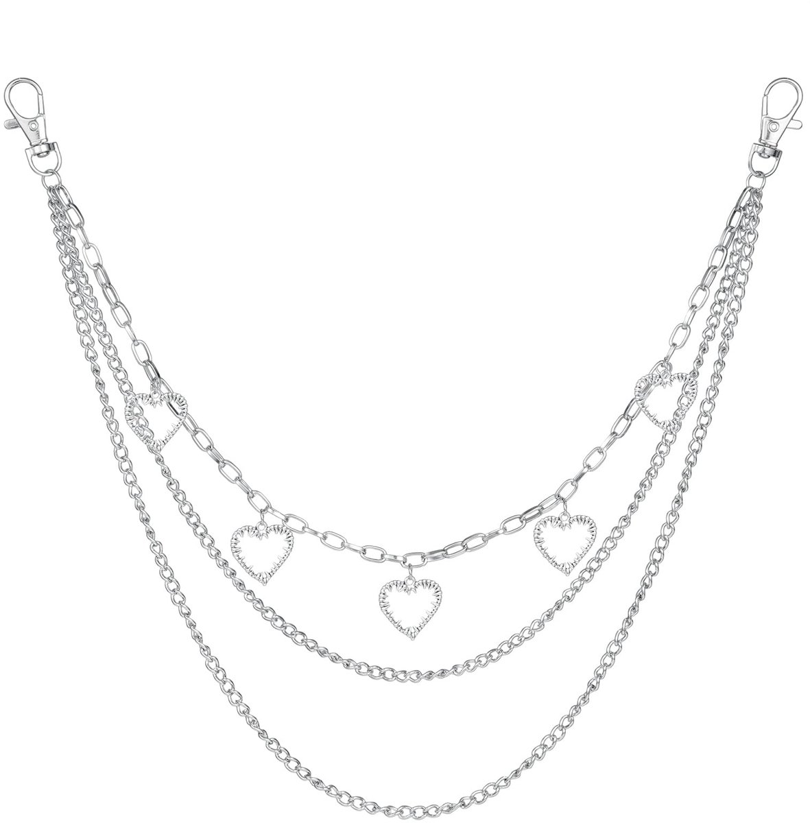 Punk Broek Ketting met Hart Hanger - Jeans Accessoire voor Vrouwen met Karabijnsluitingen