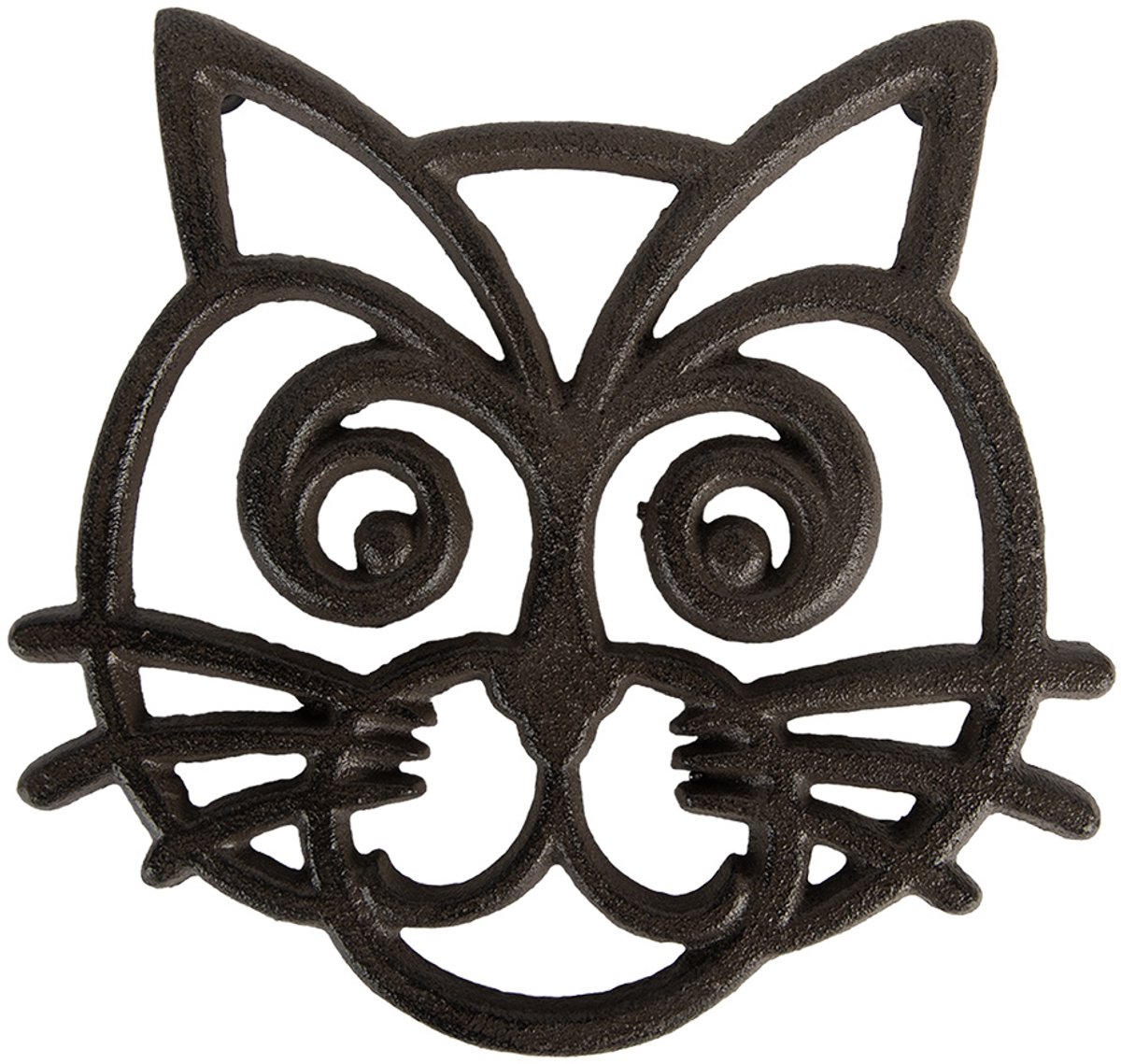 Clayre & Eef Onderzetters Pannen 16x17x2 cm Bruin Metaal Kat