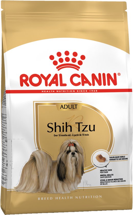 Royal Canin Shih Tzu Adult voerzak met afbeelding van een Shih Tzu.