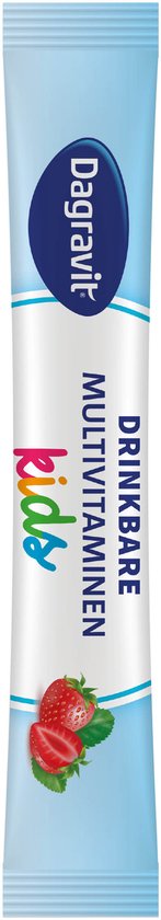 Dagravit Complete start kids drinkbare multivitaminen sachet met aardbeien.