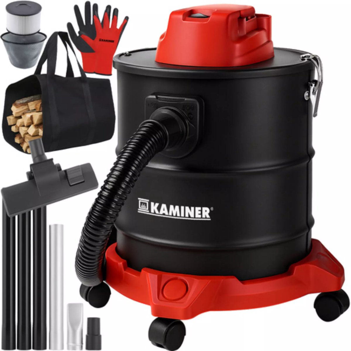 Kaminer Hittebestendige As- en Pelletkachel Stofzuiger 20L – 1600W – Zakloos – HEPA Dubbel Filter – Blaasfunctie – Voor Haard, Grill & Ovenresten