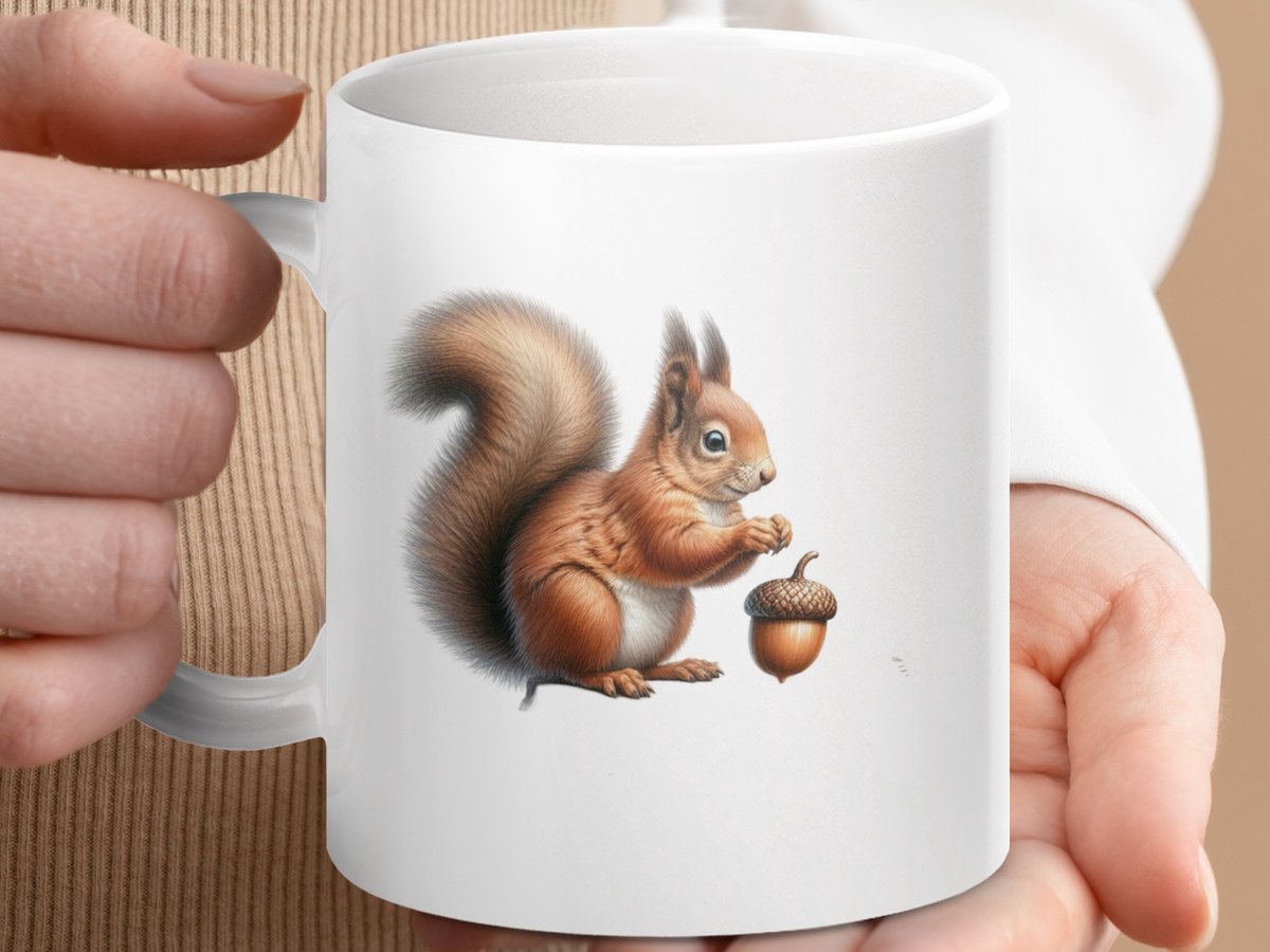 Mok Eekhoorn mok, Schattige Eekhoorn met Eikel mok, Dierenmok, Natuur mok, Grappige mok, Koffiemok, Cadeau idee