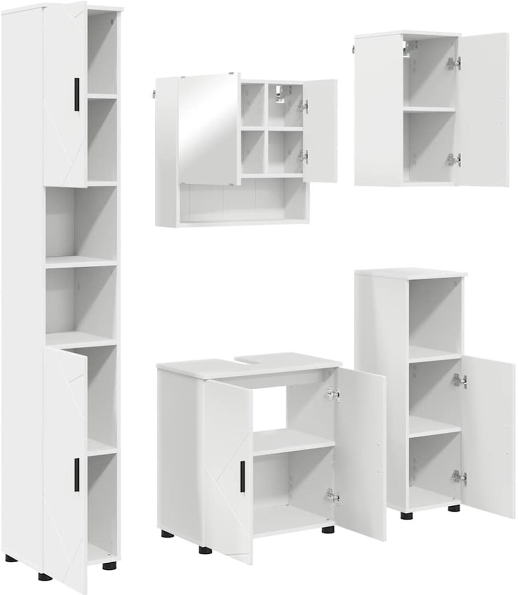 vidaXL - Badkamermeubel - Set - 5 - st - Wit - 61 - x - 35 - x - 64 - cm