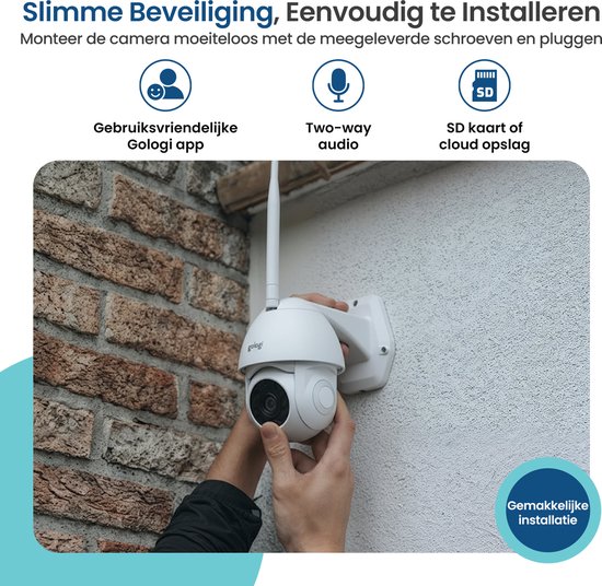 Gologi Superior Outdoorcamera - Buiten camera met nachtzicht - Beveiligingscamera met kabel - Security camera - 3MP - Met wifi en app - Wit van Gologi — afbeelding 4