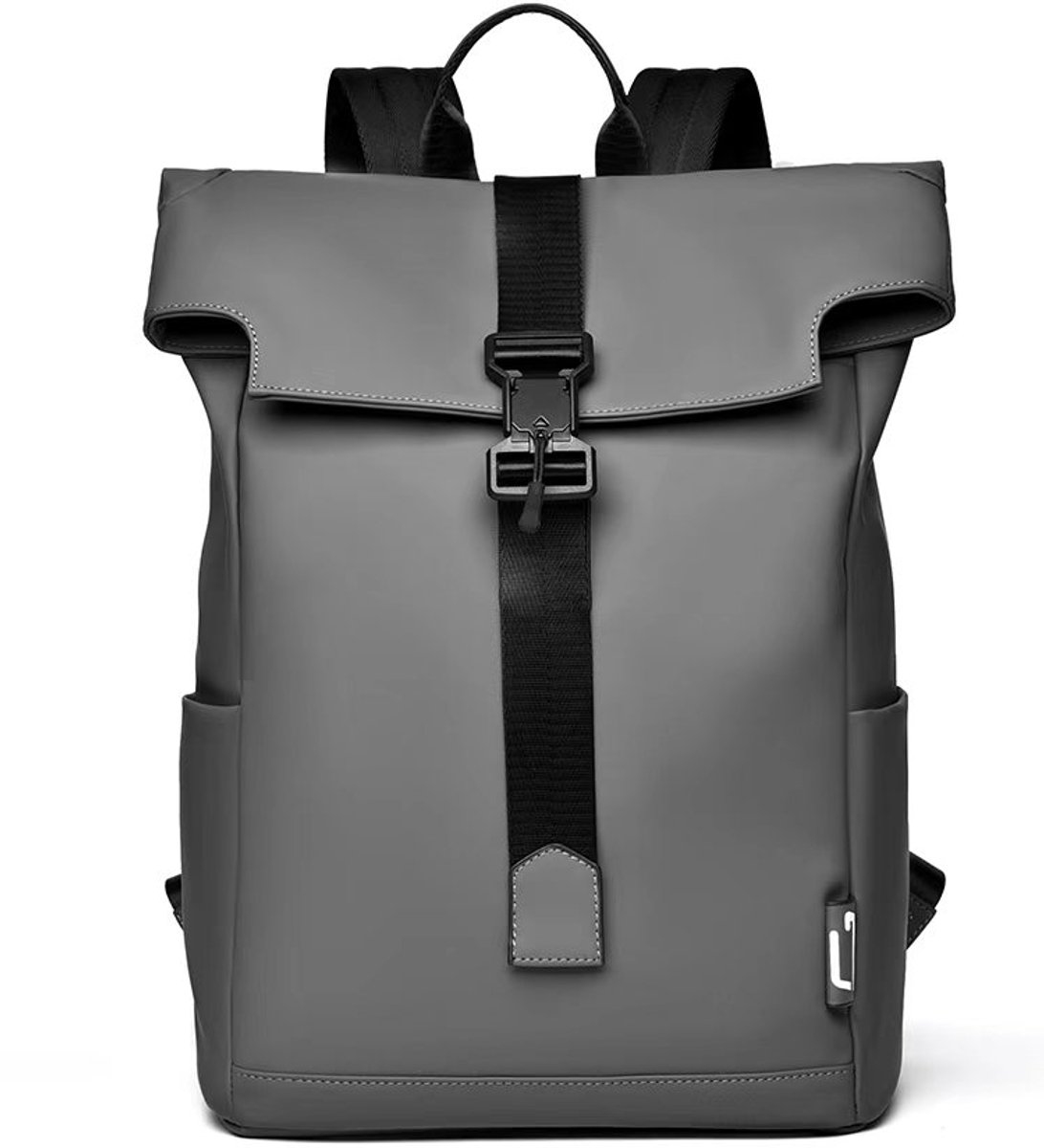 Premium Rolltop Rugzak 30L – BackPack Waterdicht & Duurzaam – Laptopvak & Drinkbekerhouder – Titanium Grey – Unisex Rugtas voor Werk, School & Reizen – Locus Amicus
