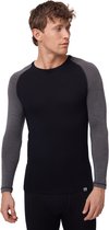 DANISH ENDURANCE Thermoshirt met Lange Mouwen voor Heren - van Merino Wol - Zwart/Donkergrijs - Maat M