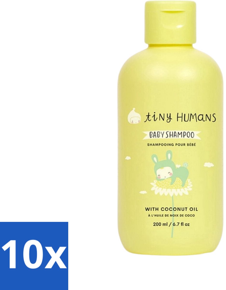 Image of 10 x Tiny Humans - Baby Shampoo - Extra Zacht & Natuurlijk - Voor Dagelijks Gebruik - 200 ml - Babyhuid - Babyhaar - Kokosolie - Tarweproteïne - SLS-vrij