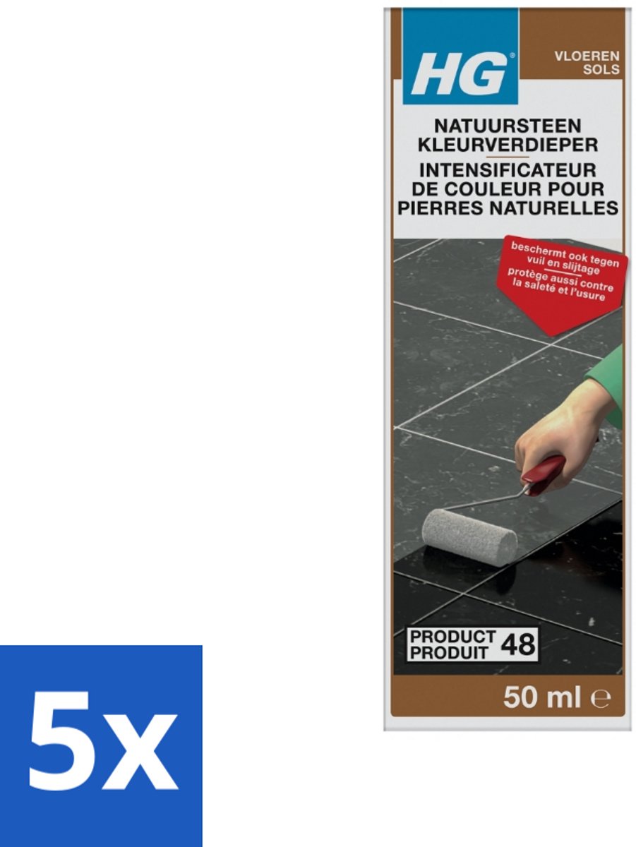 5 x HG - Natuursteen Kleurverdieper - Herstelt Kleur - Beschermt Tegen Vuil & Slijtage - 50 ml - Voordeelverpakking - 5 stuks
