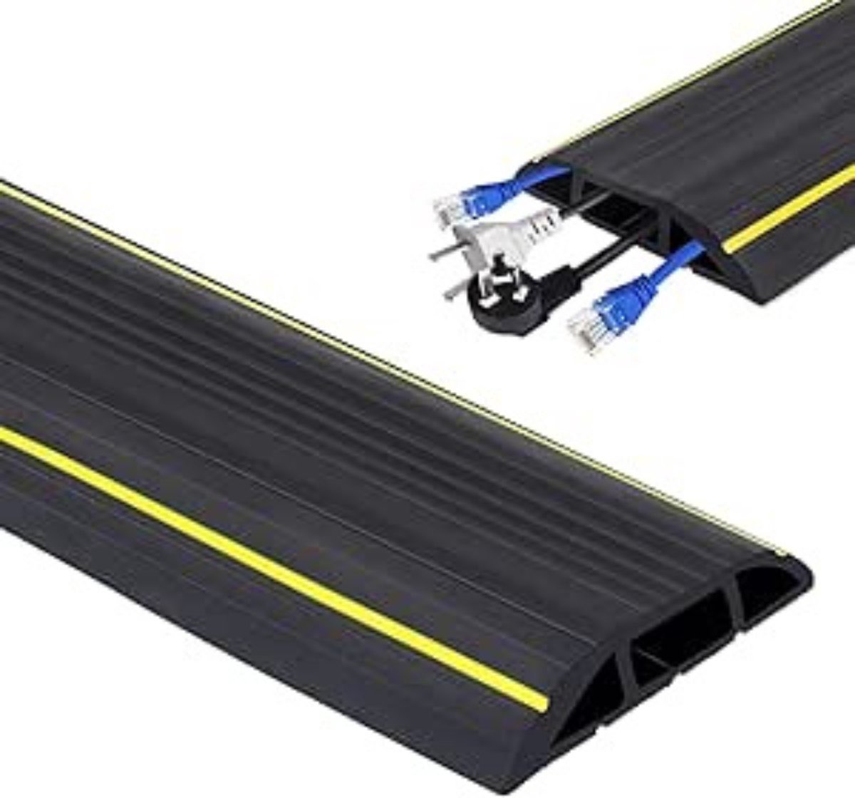 Thuys – Kabelmat – Kabelbrug – 6m – Flexibele PVC Vloer – Kabelbescherming – 600 x 3 x 1cm – Zwart