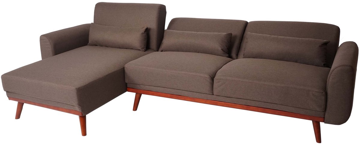 MCW Sofa MCW-J20, bank hoekbank, L-vorm 3-zits ligvlak slaapfunctie stof / textiel 280cm ~ bruin