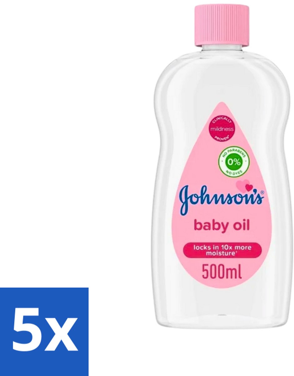 5 x Johnson's - Baby Olie - Verzachtend - Hydraterend - 500 ml - Baby Aceite - Babyolie - Babyhuid Verzorging - Hydraatende Olie - Babymassage