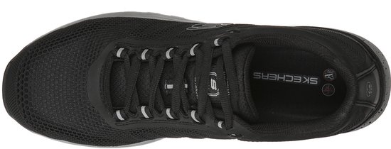 Vue de dessus d'une chaussure de travail noire en mesh avec lacets.