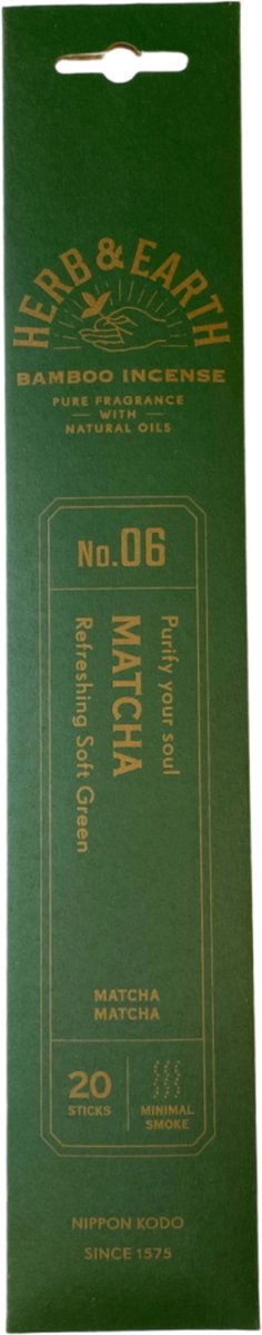 Nippon Kodo - herb en earth - matcha wierook stokjes - 1 pakje 20 stokjes