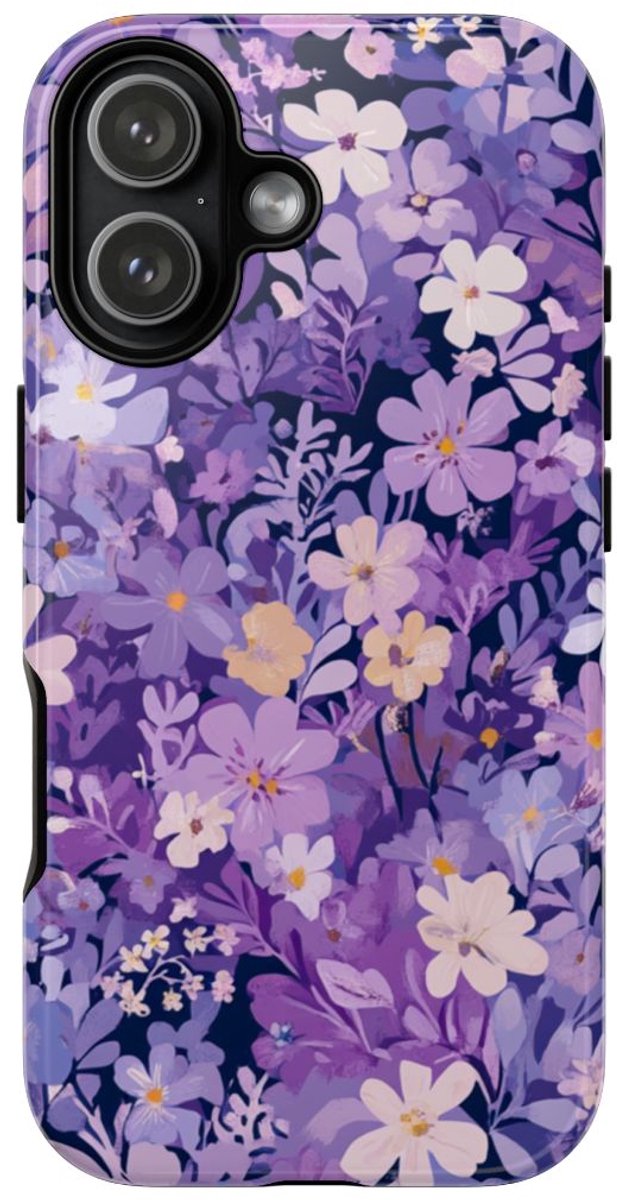 Paars Bloemenpatroon – Telefoonhoesje Geschikt voor iPhone 17
