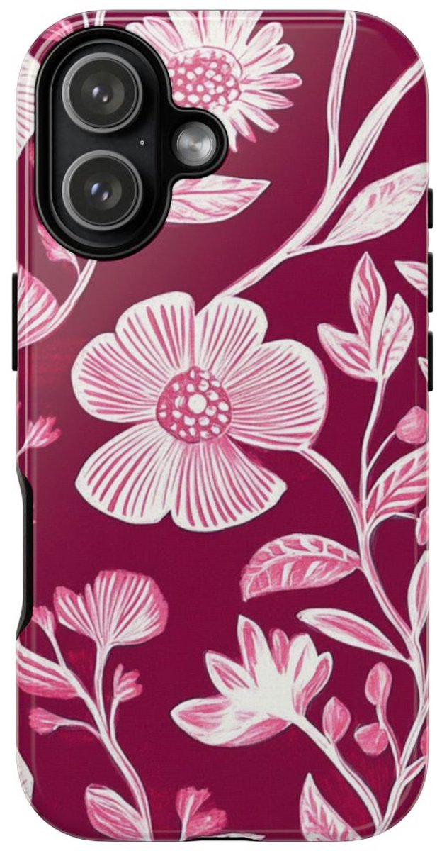 Roze en Witte Bloemenprint – Telefoonhoesje Geschikt voor iPhone 17