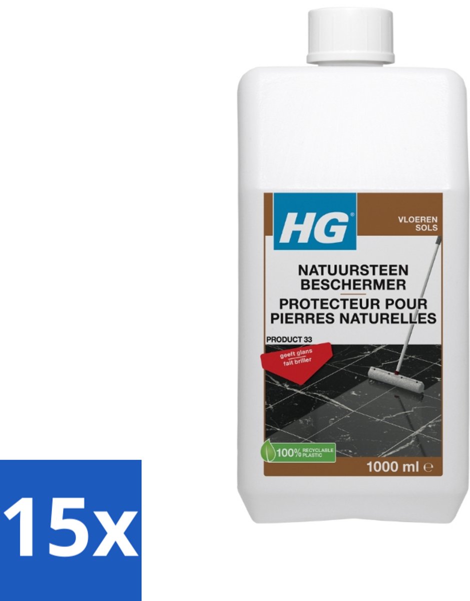 15 x HG - Natuursteen Beschermer - Glanzend Beschermen - Eenvoudig in Gebruik - 1L - Voordeelverpakking - 15 stuks