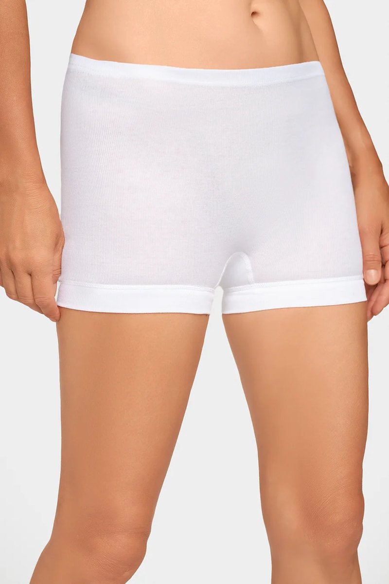 Taille directior - dames short 148 katoenen boord - Senioren ondergoed - Vrouwen boxershort korte pijpjes - Zachte boorden - 50 - Wit
