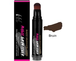 Magic Grey Cover (BRUIN) - grijze haren uitgroei bedekken - haarverf - uitgroei touch up bijwerken - uitgroei spray - tijdelijke haarverf - Haarstift - Hair color stick- grijze haren dekking- voor uitgroei grijze haren verven- bruin