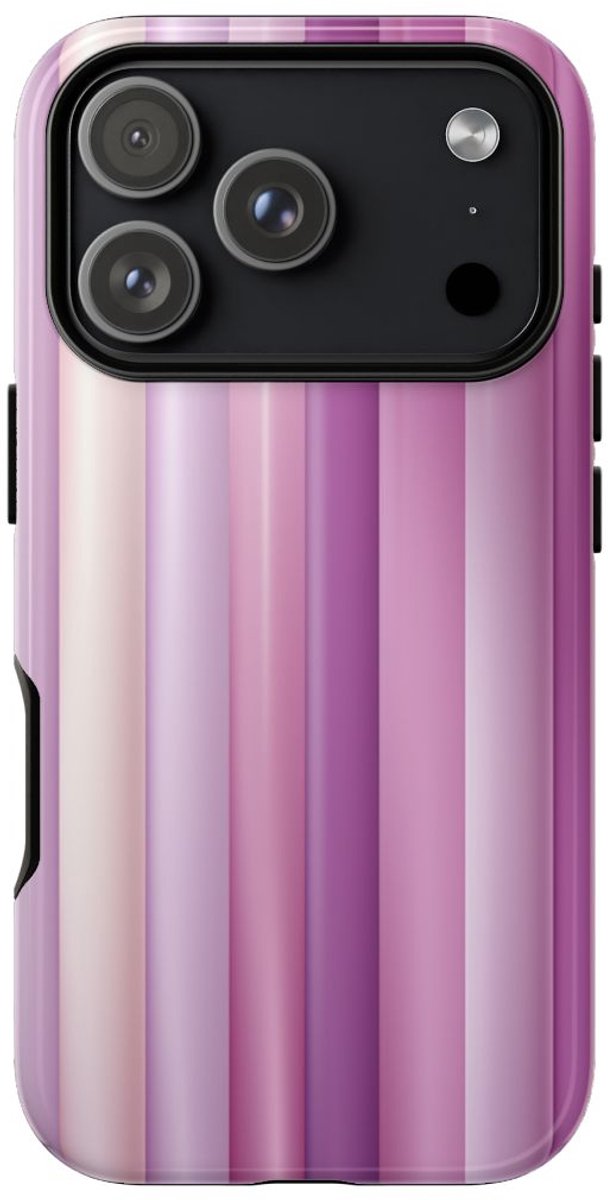 Paarse Verticale Strepen met Kleurverloop – Telefoonhoesje Geschikt voor iPhone 17 Pro