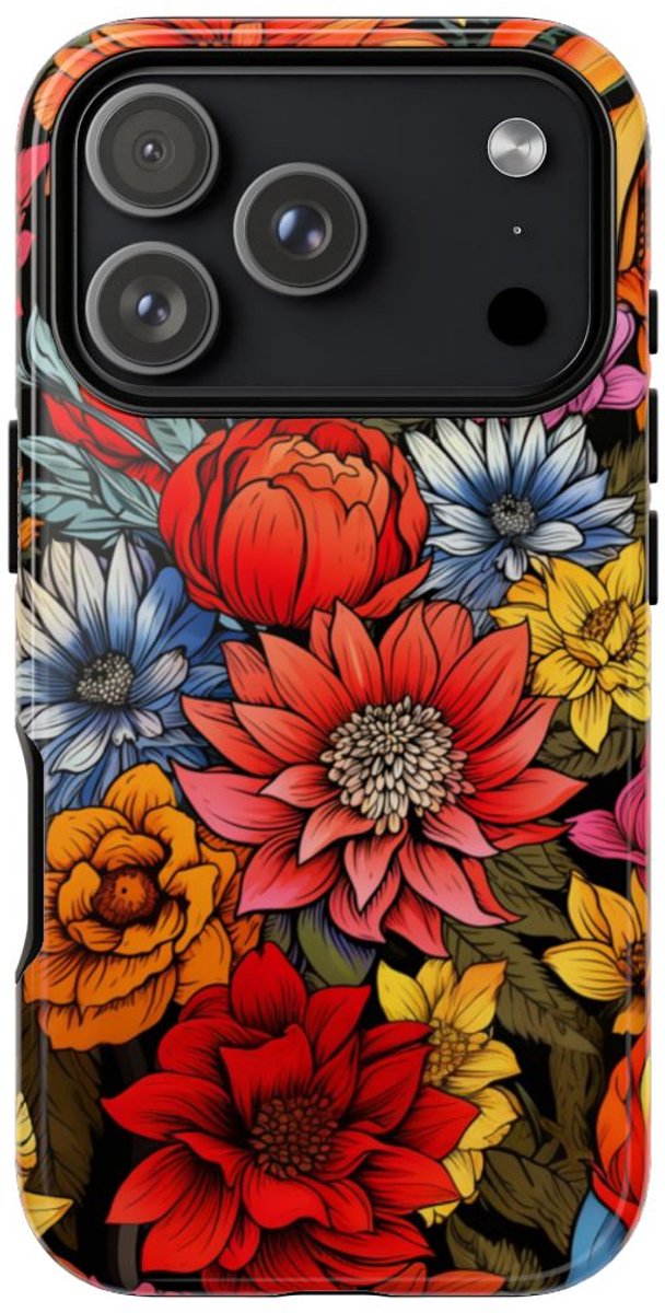 Levendig Bloemenpatroon – Telefoonhoesje Geschikt voor iPhone 17 Pro