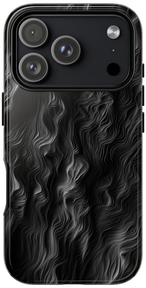 Abstracte Zwarte en Grijze Golvende Lijnen – Telefoonhoesje Geschikt voor iPhone 17 Pro