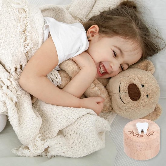 Tandenfee-doosje, schattig gesneden houten doosje met 3D-tand, bewaart verloren tanden, souvenir, verloren tand-aandenken, opbergdoos, cadeau, peutertandencontainer voor verjaardag, baby, peuter, bewaart jeugdherinnering van Merkloos — afbeelding 3