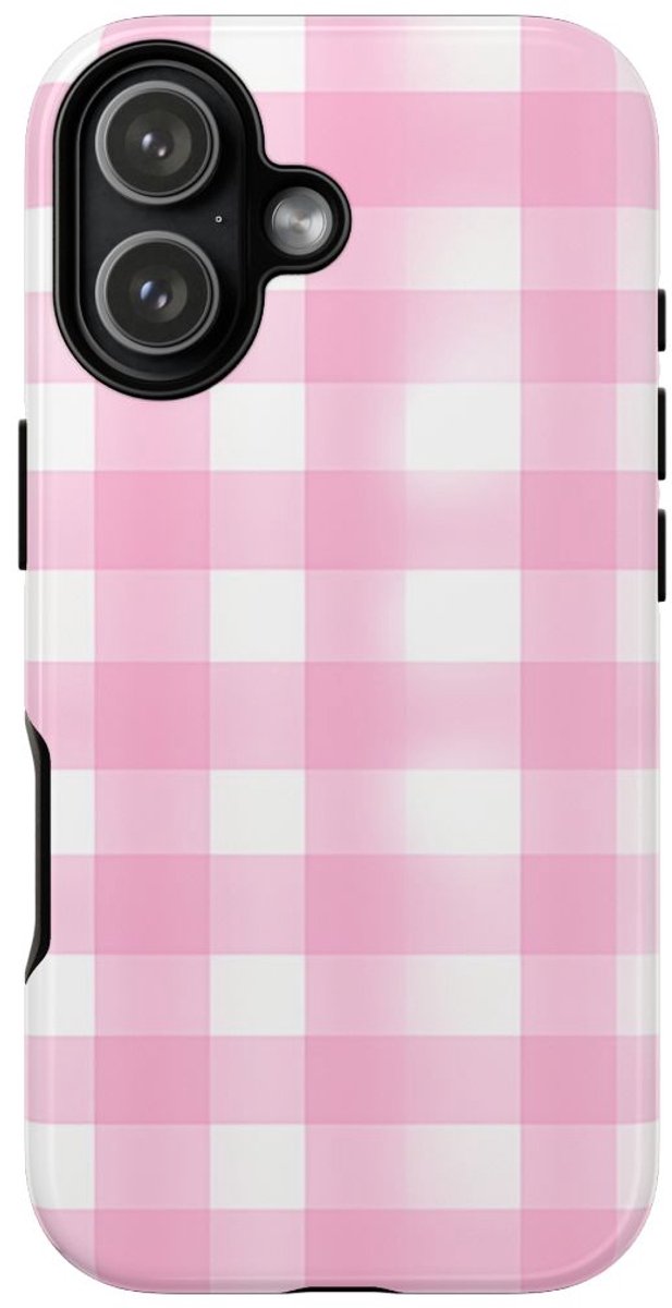 Roze en Wit Geruit Patroon – Telefoonhoesje Geschikt voor iPhone 17