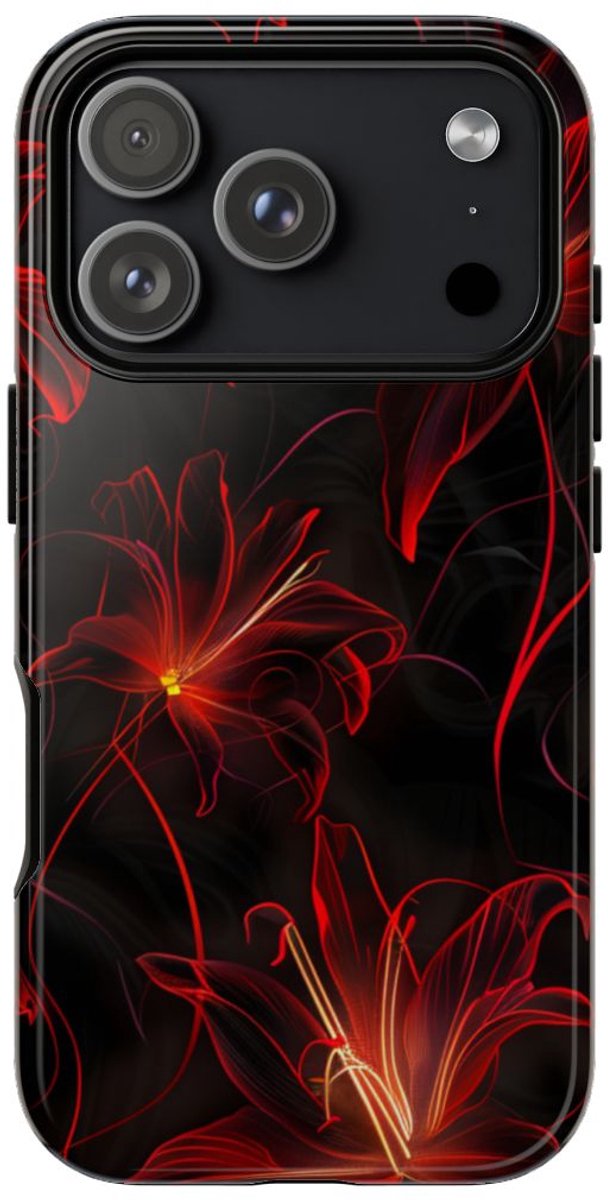 Rood Neon Spinleliepatroon – Telefoonhoesje Geschikt voor iPhone 17 Pro