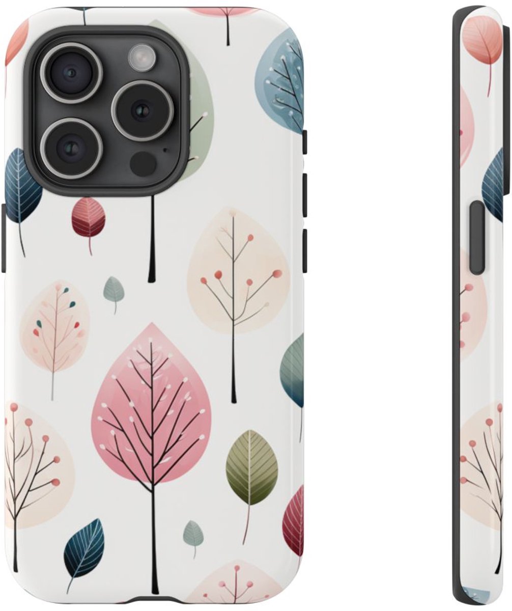 Pastelkleurige Bladerenpatroon – Telefoonhoesje Geschikt voor iPhone 15 Pro